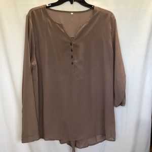 Ladies xxl 100% polyester longsleeve Beige